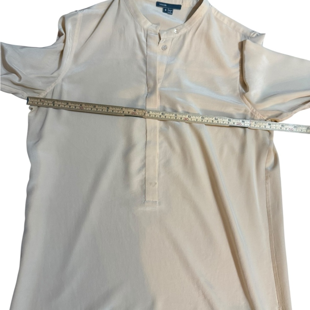 Vince Cream Long Sleeve Blouse Soft Silky Sz 6 Classy Workwear Normcore - Picture 6 of 8